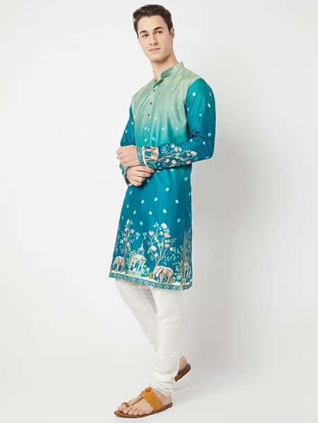 Men's Printed Cotton Slim Fit Kurta